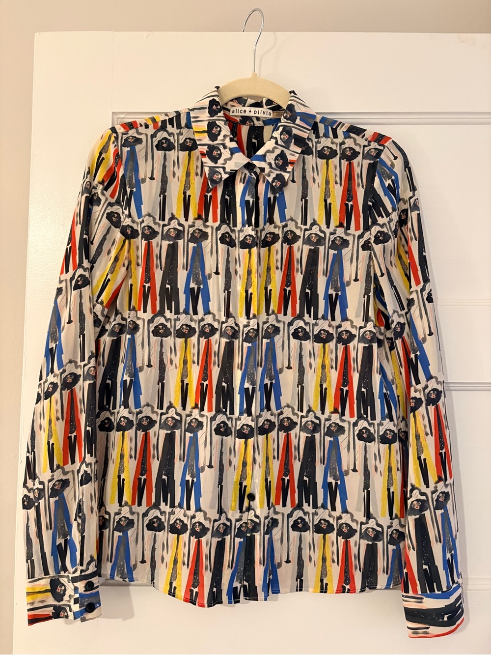 Alice + Olivia Multicolor Abstract Printed Long-Sleeve Shirt